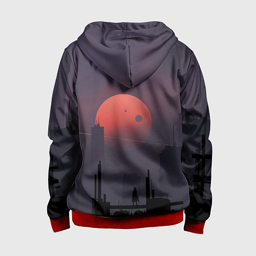 Детская толстовка на молнии Cyberpunk 2077 - Arasaka / 3D-Красный – фото 2