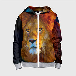 Толстовка на молнии детская Лев 3D, цвет: 3D-меланж