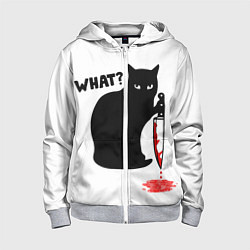 Толстовка на молнии детская What Cat, цвет: 3D-меланж