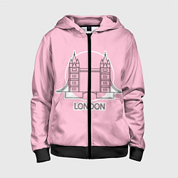 Толстовка на молнии детская Лондон London Tower bridge, цвет: 3D-черный
