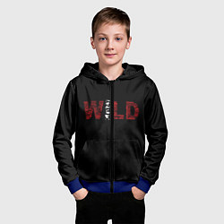 Толстовка на молнии детская WILD надписями, цвет: 3D-синий — фото 2