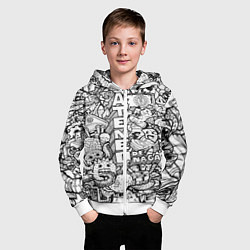 Толстовка на молнии детская Doodle граффити, цвет: 3D-белый — фото 2