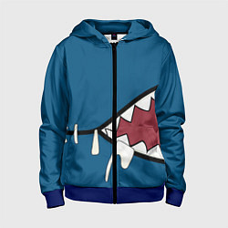Толстовка на молнии детская Акула gawr gura, цвет: 3D-синий