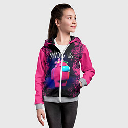 Толстовка на молнии детская AMONG US, цвет: 3D-меланж — фото 2