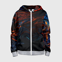 Толстовка на молнии детская Абстракция разводы красок, цвет: 3D-меланж