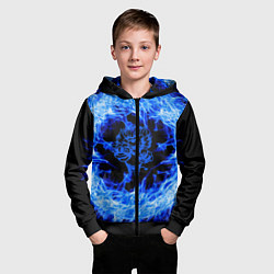 Толстовка на молнии детская Лев в синем пламени, цвет: 3D-черный — фото 2