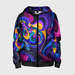 Толстовка на молнии детская Абстрактный Узор тёмный, цвет: 3D-черный