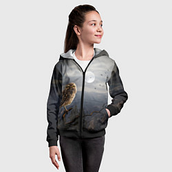 Толстовка на молнии детская Сова, цвет: 3D-черный — фото 2