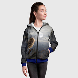 Толстовка на молнии детская Сова, цвет: 3D-синий — фото 2