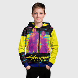Толстовка на молнии детская Cyberpunk 2077 - Взлом системы, цвет: 3D-синий — фото 2