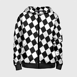 Толстовка на молнии детская Клетки, цвет: 3D-черный