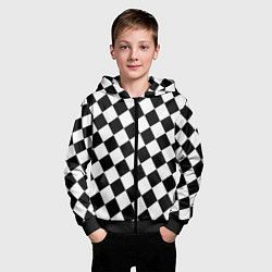 Толстовка на молнии детская Клетки, цвет: 3D-черный — фото 2
