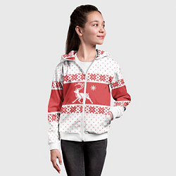 Толстовка на молнии детская Северный Олень, цвет: 3D-белый — фото 2