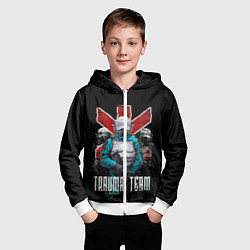 Толстовка на молнии детская CYBERPUNK TRAUMA TEAM, цвет: 3D-белый — фото 2