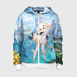 Толстовка на молнии детская Paimon, цвет: 3D-белый