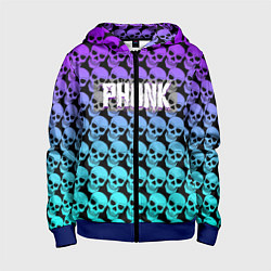 Толстовка на молнии детская Phonk-это моя жизнь, цвет: 3D-синий