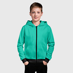 Толстовка на молнии детская Бискайский зеленый без рисунка, цвет: 3D-черный — фото 2