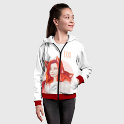 Толстовка на молнии детская Девушка-лиса, цвет: 3D-красный — фото 2