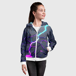 Толстовка на молнии детская НЕОНОВЫЙ РАЗЛОМ 3Д РАЗЛОМ, цвет: 3D-белый — фото 2