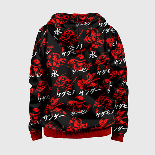 Детская толстовка на молнии КЛИНОК, РАССЕКАЮЩИЙ ДЕМОНОВ / 3D-Красный – фото 2