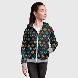 Толстовка на молнии детская GENSHIN IMPACT ЭМБЛЕМЫ, цвет: 3D-меланж — фото 2