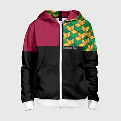 Толстовка на молнии детская Гию Томиока Kimetsu no Yaiba, цвет: 3D-белый