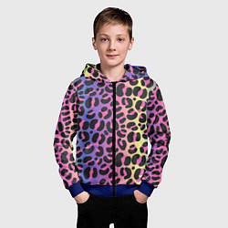 Толстовка на молнии детская Neon Leopard Pattern, цвет: 3D-синий — фото 2