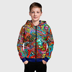 Толстовка на молнии детская Яркая абстракция bright abstraction, цвет: 3D-синий — фото 2