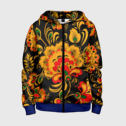 Толстовка на молнии детская Хохлома, цвет: 3D-синий