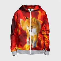 Толстовка на молнии детская Fire Fox, цвет: 3D-меланж