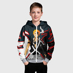 Толстовка на молнии детская Блич Ичиго Куросаки, цвет: 3D-меланж — фото 2