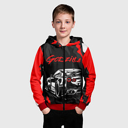 Толстовка на молнии детская NISSAN GT-R GODZILLA, цвет: 3D-красный — фото 2