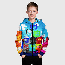 Толстовка на молнии детская Geometry Dash, цвет: 3D-синий — фото 2