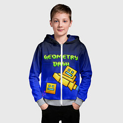 Толстовка на молнии детская Geometry Dash, цвет: 3D-меланж — фото 2