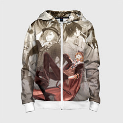 Толстовка на молнии детская Чуя Накахара, цвет: 3D-белый