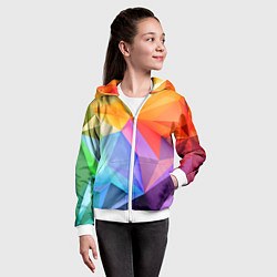 Толстовка на молнии детская Радужная геометрия, цвет: 3D-белый — фото 2