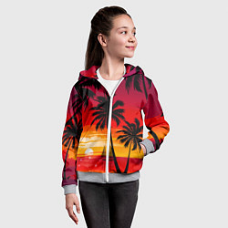 Толстовка на молнии детская Гавайский закат, цвет: 3D-меланж — фото 2