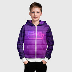 Толстовка на молнии детская Судно неон, цвет: 3D-белый — фото 2