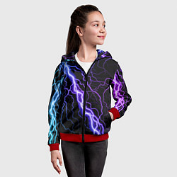 Толстовка на молнии детская НЕОНОВАЯ МОЛНИЯ ГРОЗА, цвет: 3D-красный — фото 2