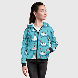 Толстовка на молнии детская Пингвины, цвет: 3D-черный — фото 2