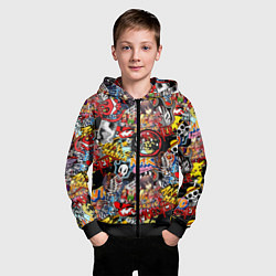 Толстовка на молнии детская Логотипы Аниме Мультиков, цвет: 3D-черный — фото 2