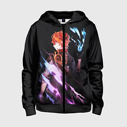 Толстовка на молнии детская ТАРТАЛЬЯ - GENSHIN IMPACT NEON, цвет: 3D-черный