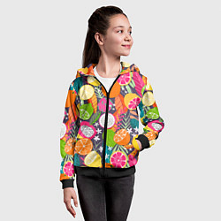 Толстовка на молнии детская Фрукты, цвет: 3D-черный — фото 2