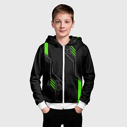 Толстовка на молнии детская ФУТУРИСТИЧНАЯ БРОНЯ ЗЕЛЕНАЯ, цвет: 3D-белый — фото 2