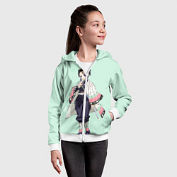 Толстовка на молнии детская Шинобу Кочо, Столб Насекомого, цвет: 3D-белый — фото 2