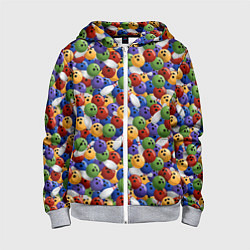 Толстовка на молнии детская Боулинг, цвет: 3D-меланж