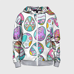 Толстовка на молнии детская Пасхальные яйца, цвет: 3D-меланж