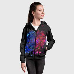 Толстовка на молнии детская Сердце и мозг в неоне, цвет: 3D-черный — фото 2