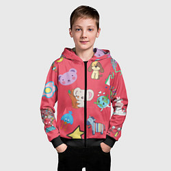 Толстовка на молнии детская Мультяшные зверюшки, цвет: 3D-черный — фото 2