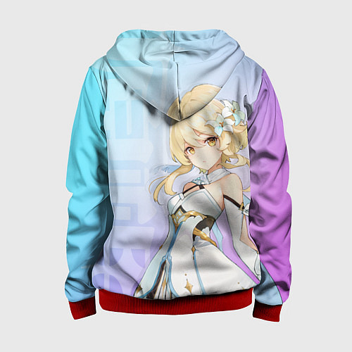 Детская толстовка на молнии Genshin Impact Путешественница / 3D-Красный – фото 2